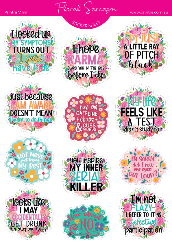Floral Sarcasm Sticker Sheet