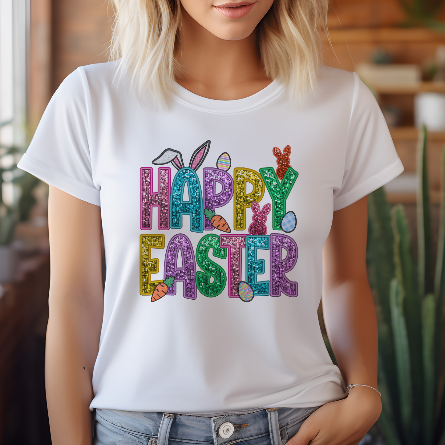 Press-Ready Easter Heat Transfer - Glitter Easter