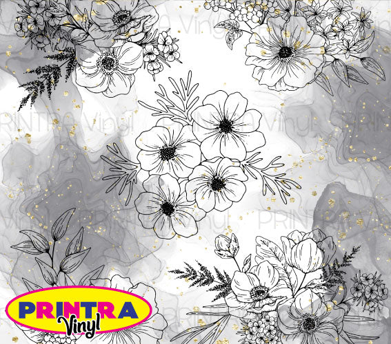 B&W Floral 02 Tumbler Wrap (TW256)