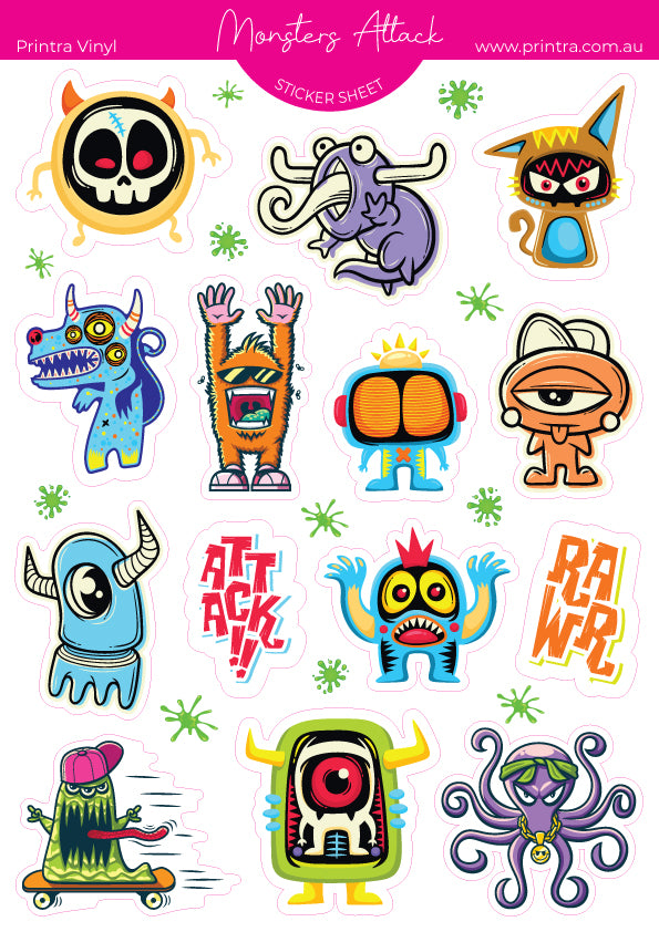Monsters Attack Sticker Sheet