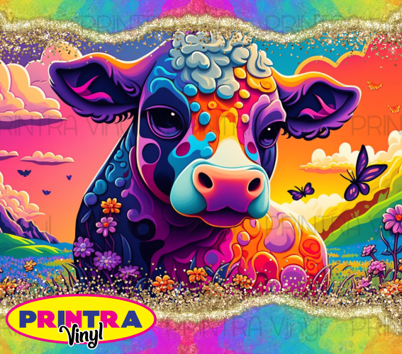 Neon Paint Cow Tumbler Wrap (TW186)
