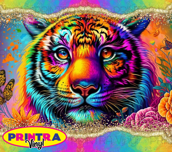 Neon Paint Tiger Tumbler Wrap (TW192)