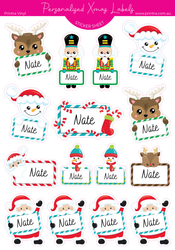 Personalised Xmas Labels Sticker Sheet