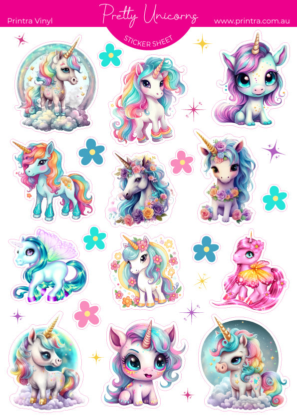 Pretty Unicorns Sticker Sheet