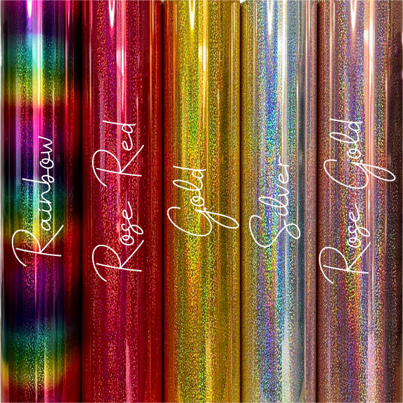 Holographic Sparkle Adhesive Vinyl - ROSE RED