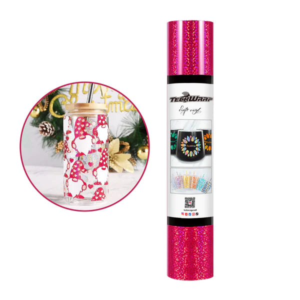 Holographic Sparkle Adhesive Vinyl - ROSE RED