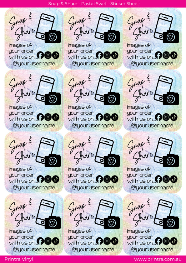 Snap & Share Sticker Sheet - Pastel Swirl
