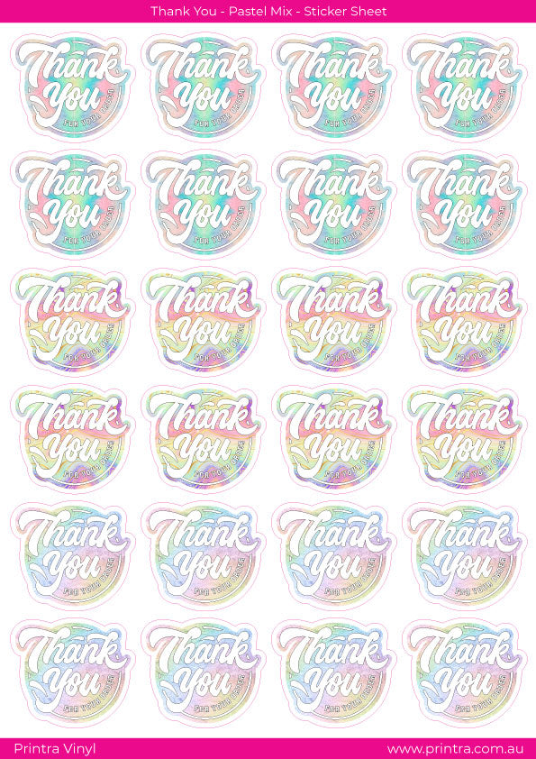 Thank You Pastel Mix Sticker Sheet