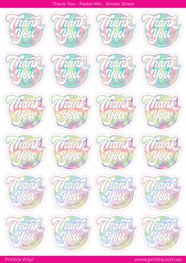 Thank You Pastel Mix Sticker Sheet
