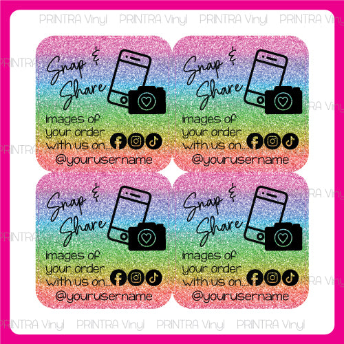 Snap & Share Sticker Sheet - Rainbow Glitter