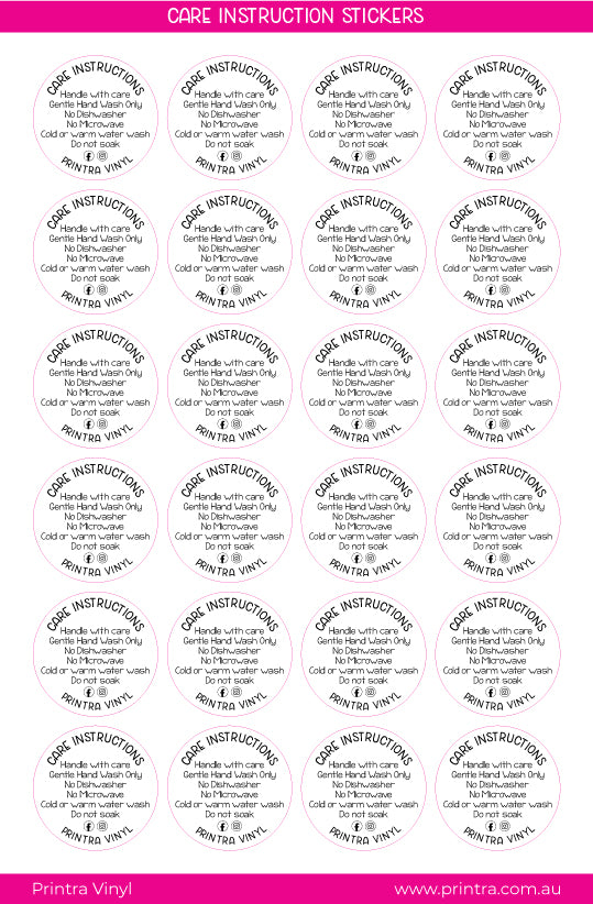 Care Instruction Stickers