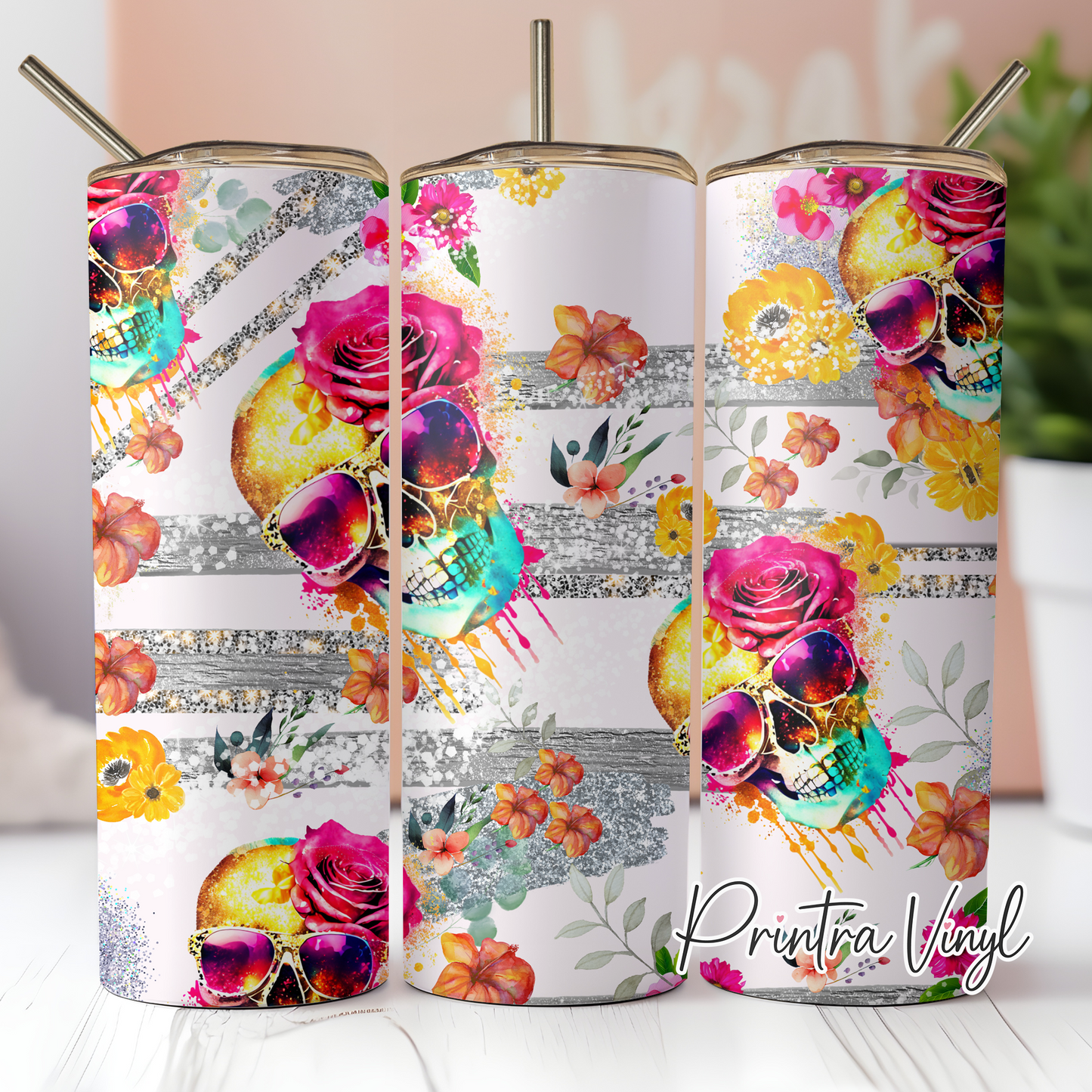 Glitter Skulls Tumbler Wrap (TW257)