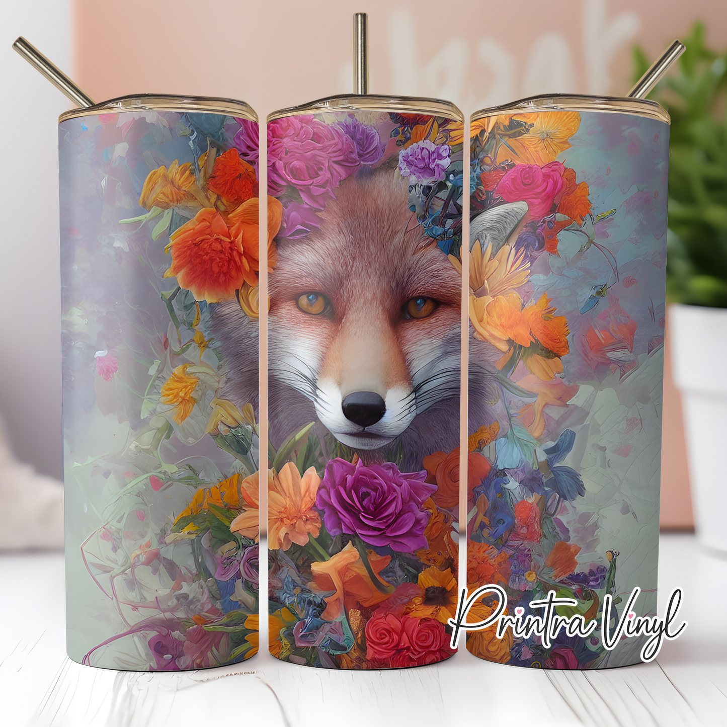 Floral Fox 02 Tumbler Wrap (TW146)