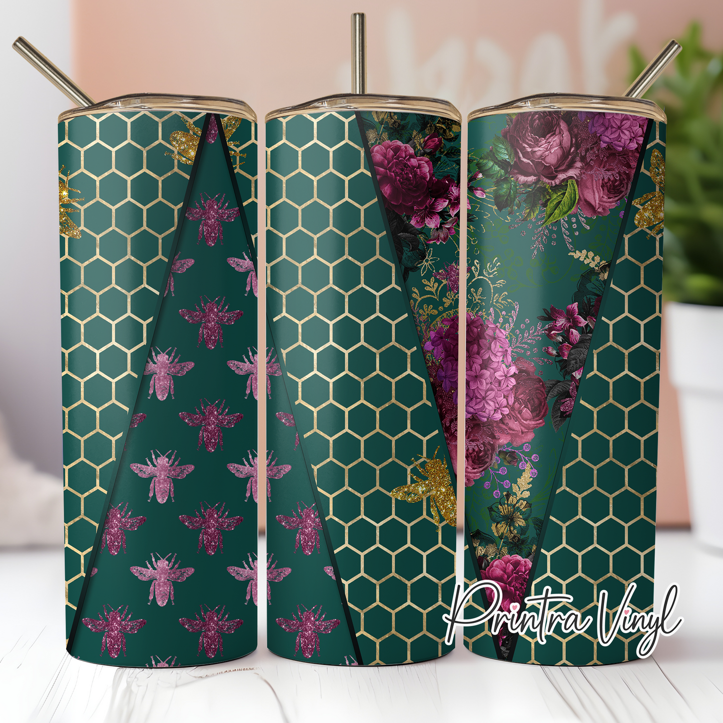 Bee Triangles Teal Tumbler Wrap (TW32)