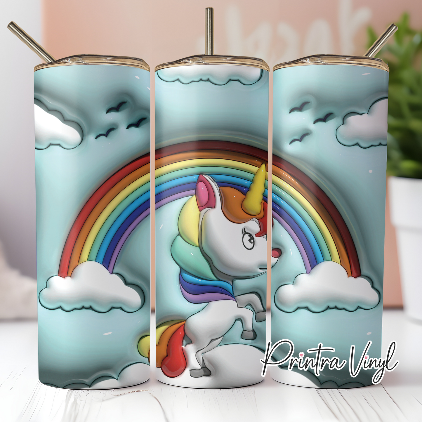 3D Puff Unicorn Tumbler Wrap (TW219)