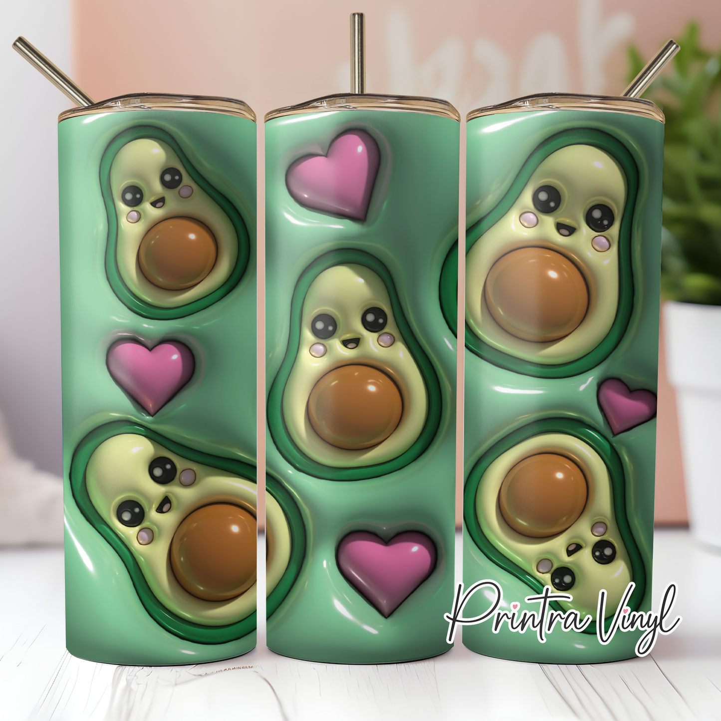 3D Inflated Avocado Love Tumbler Wrap (TW226)