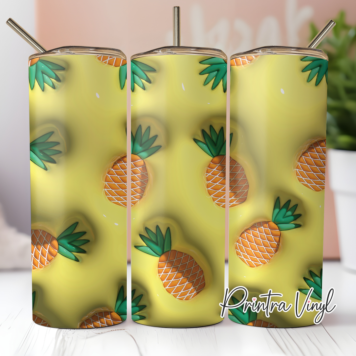 3D Puff Pineapples Tumbler Wrap (TW213)