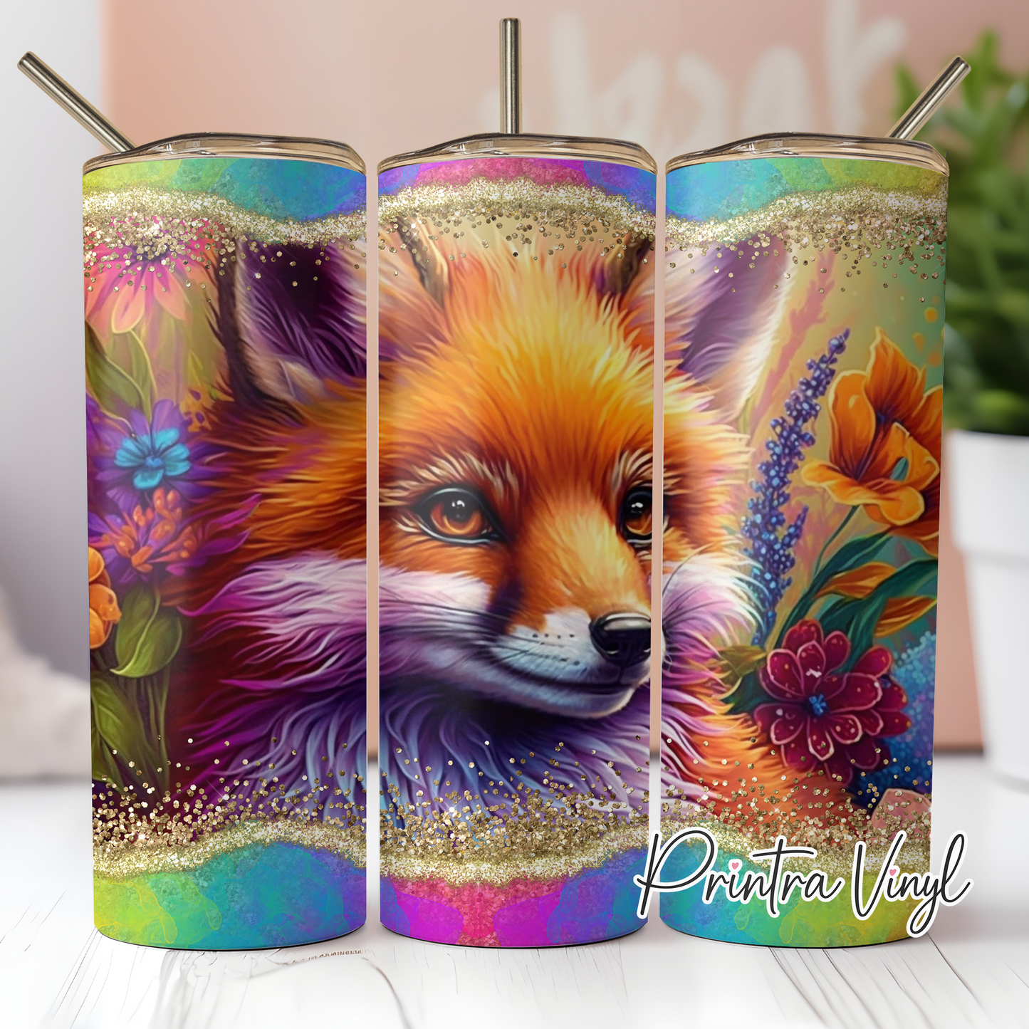 Neon Paint Fox Tumbler Wrap (TW187)