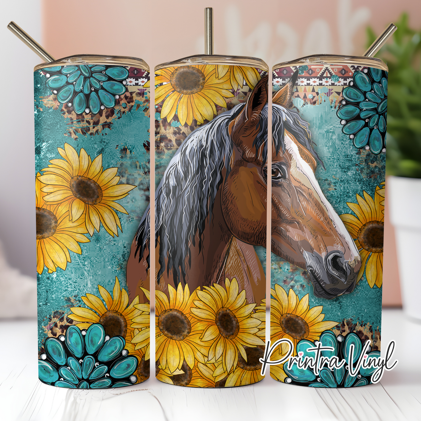 Horse Sunflowers Tumbler Wrap (TW144)