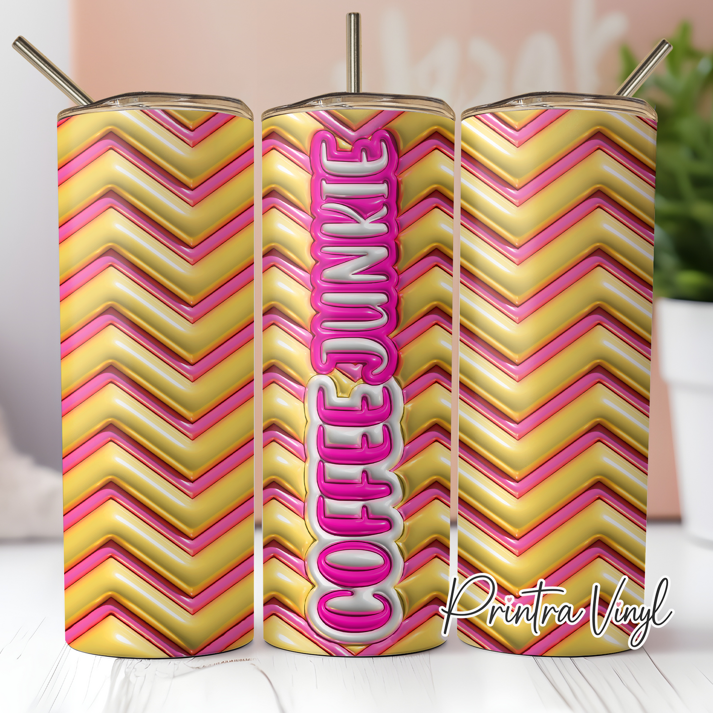 3D Inflated Coffee Junkie Tumbler Wrap (TW223)