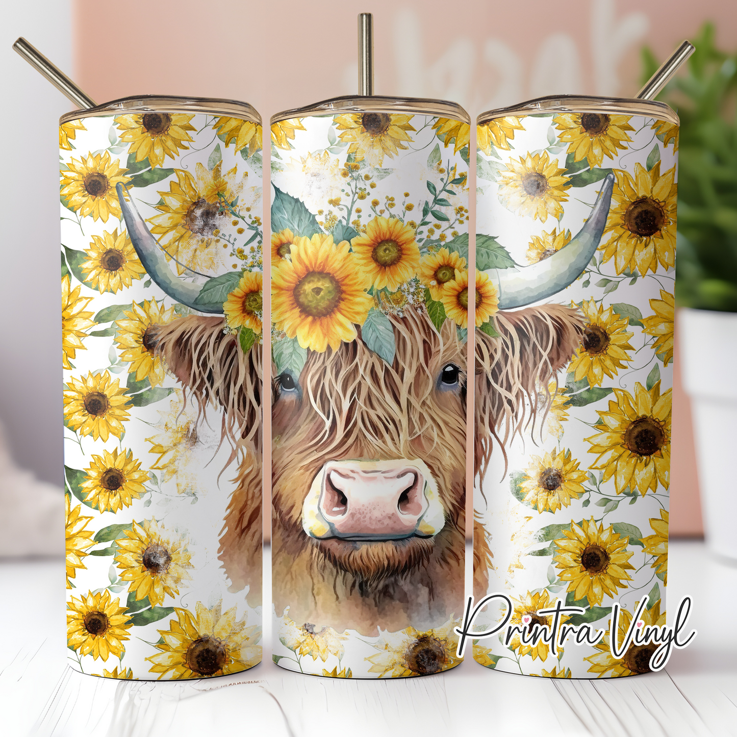 Highland Sunflowers Tumbler Wrap (TW138)