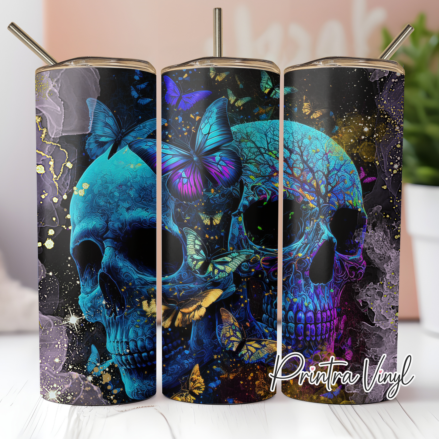 Blue Skulls Ink Tumbler Wrap (TW85)