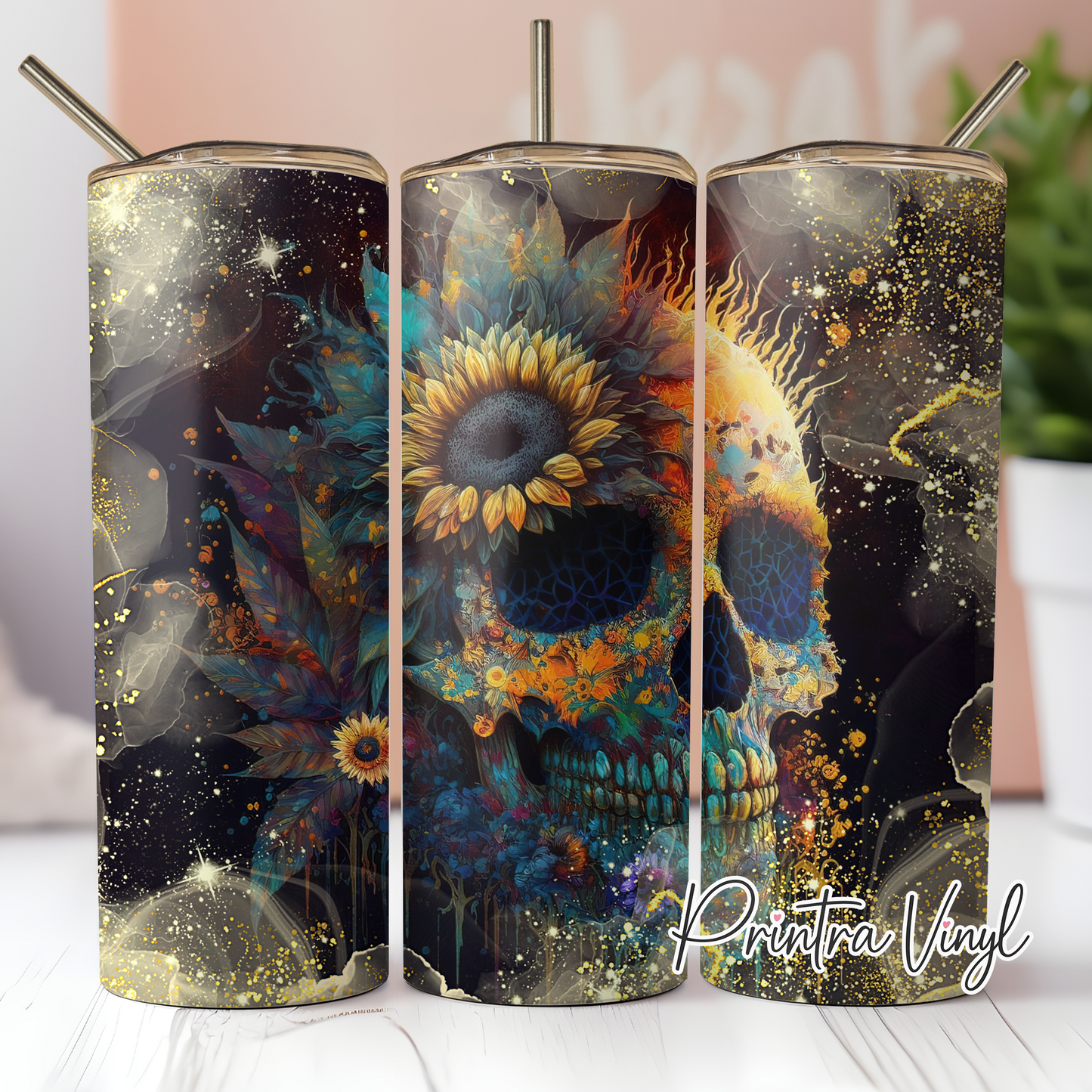 Golden Skull Ink Tumbler Wrap (TW84)
