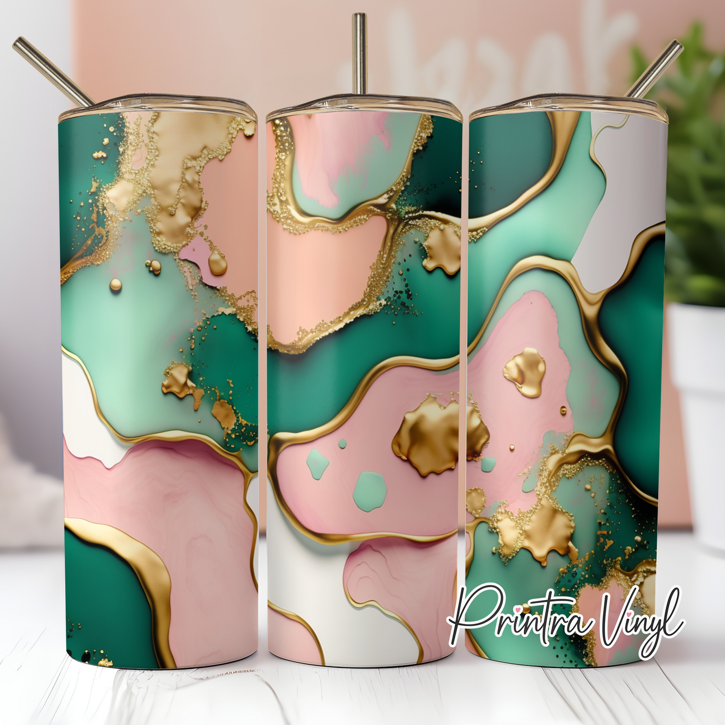 Gold Acrylic Pour 04 Tumbler Wrap (TW196)