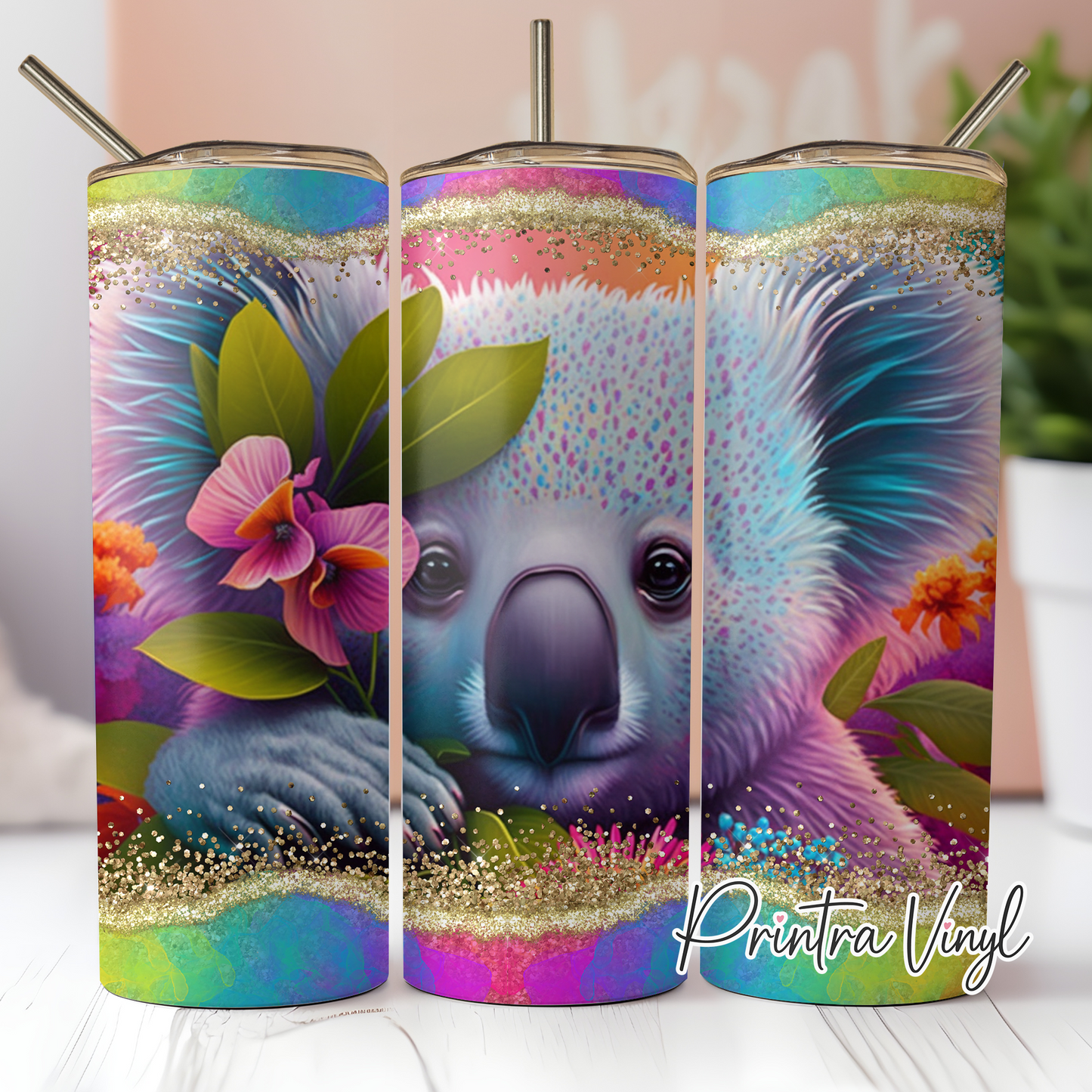 Neon Paint Koala Tumbler Wrap (TW191)