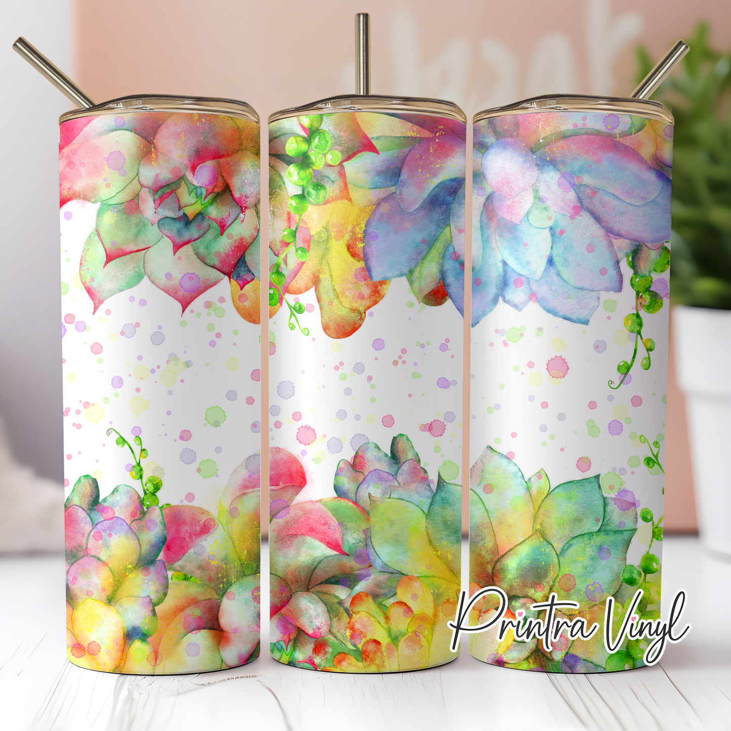 Succulent Splatter Tumbler Wrap (TW04)