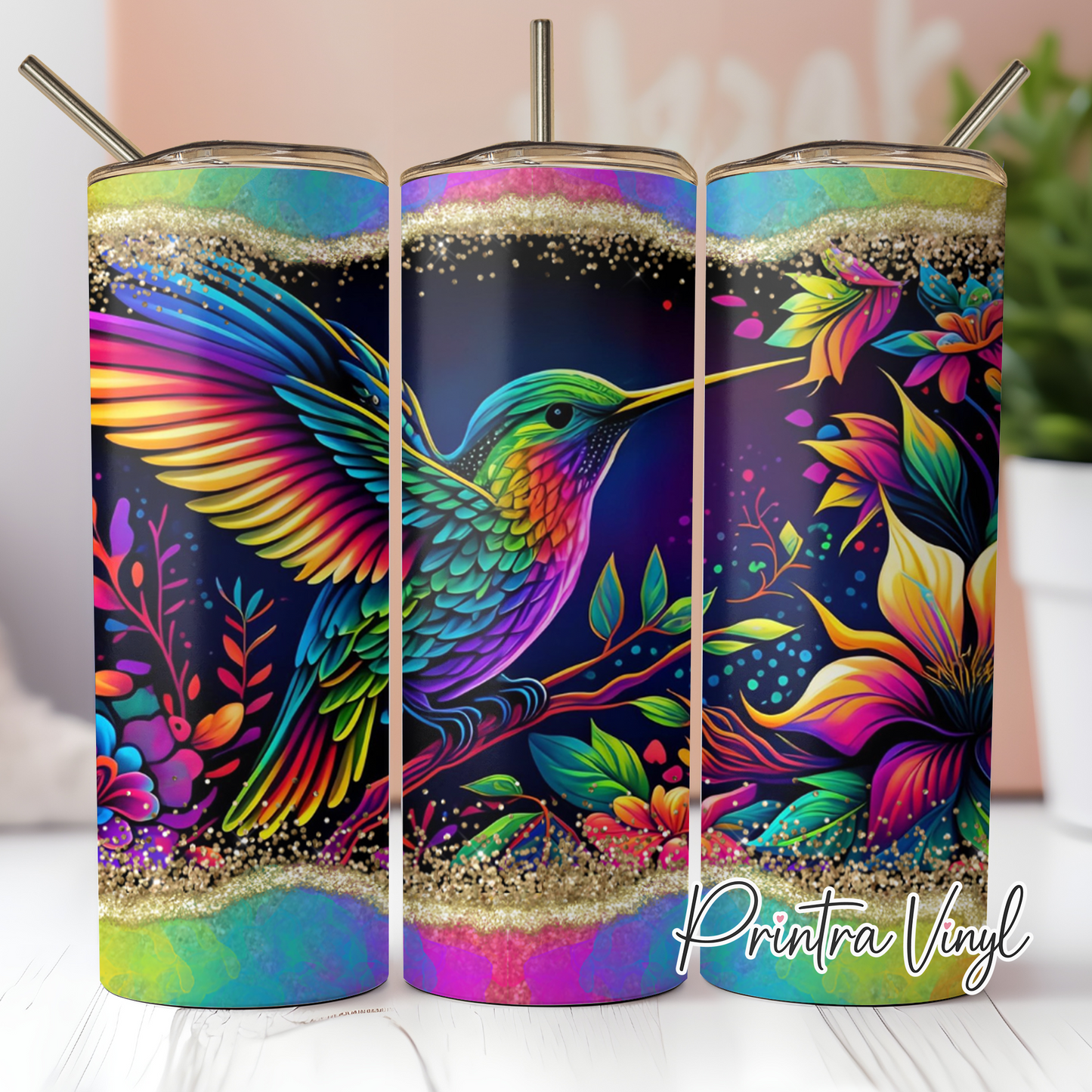 Neon Paint Hummingbird Tumbler Wrap (TW189)