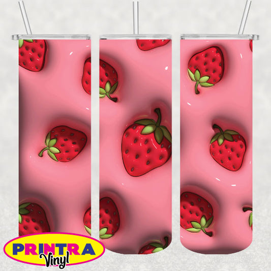 3D Puff Strawberries Wrap (TW215)