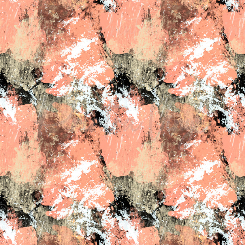 Abstract Grunge #01 patterned vinyl featuring layered abstract paint textures in peach, beige, brown, black and white with distressed brushstrokes and grunge-inspired details.