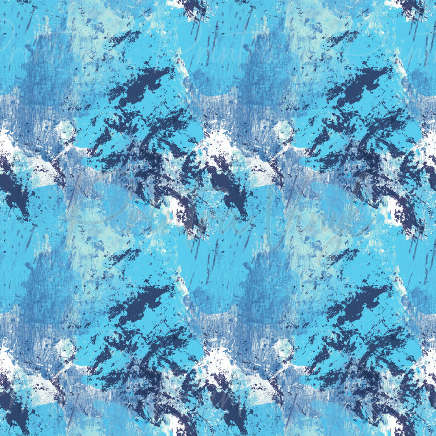 Abstract Grunge #04 patterned vinyl featuring layered sky blue, aqua, navy and white paint textures with distressed brushstrokes, weathered overlays and expressive abstract grunge detailing.