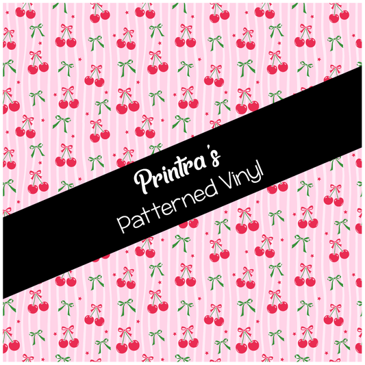 Bow-Cherry Chic Patterned Vinyl