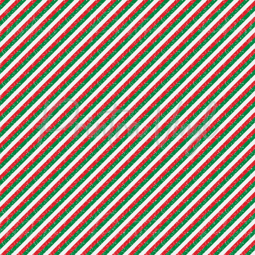 Christmas Cheer #01 patterned vinyl featuring classic candy cane-inspired diagonal stripes in festive red, green, and white, accented with subtle snowy speckle textures for a timeless Christmas design.