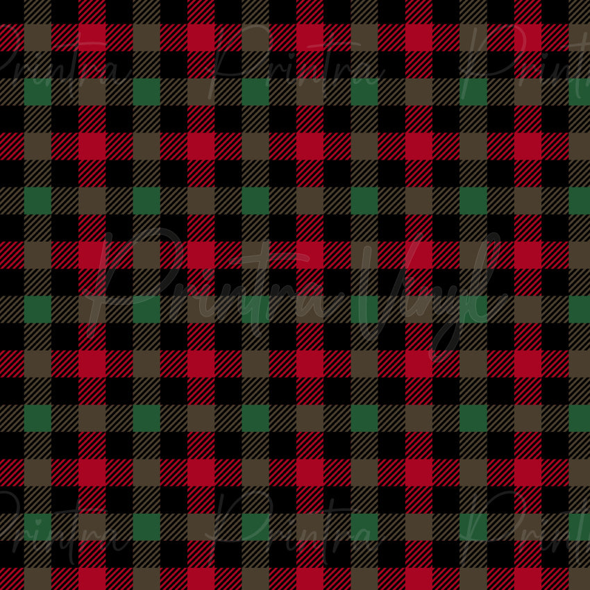 Christmas Plaid #03 patterned vinyl featuring a festive tartan-inspired plaid design in classic Christmas red, deep green, warm brown, and black tones, creating a timeless rustic holiday look with layered checkered details.
