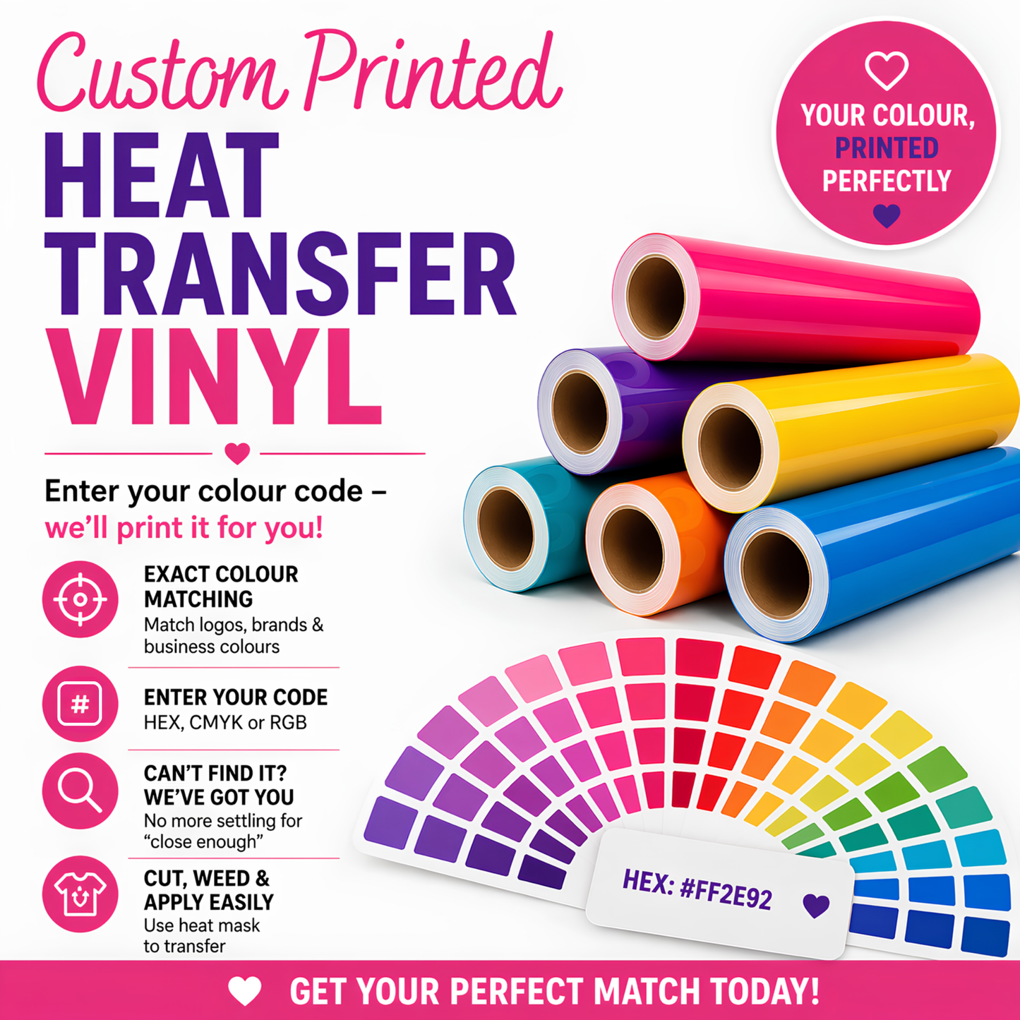 Custom Printed Solid Colour Heat Transfer Vinyl