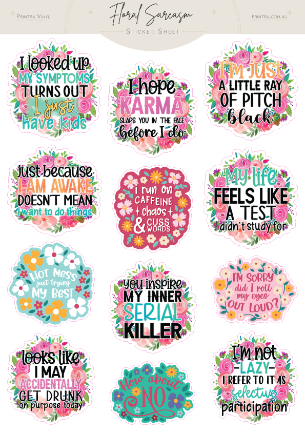 Floral Sarcasm Sticker Sheet