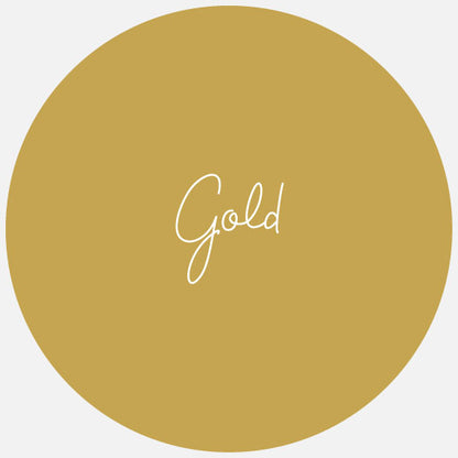 A gold round swatch with the name Gold in the centre.
