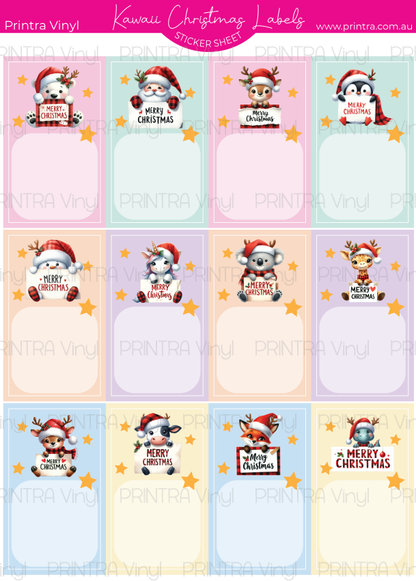 Kawaii Christmas Labels Sticker Sheet