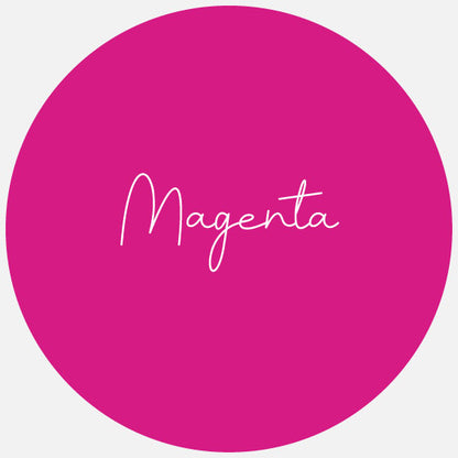 A round sample swatch of Avery Dennison Gloss Permanent Adhesive Vinyl in the colour Magenta.
