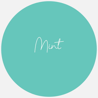 A round sample swatch of Avery Dennison Gloss Permanent Adhesive Vinyl in the colour Mint.