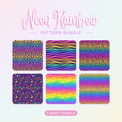Neon Rainbow Patterned Vinyl Bundle