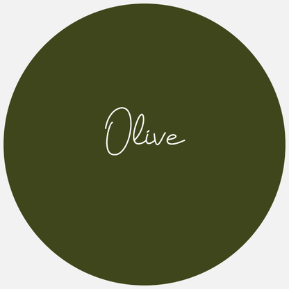 Solid olive green color swatch with the word 'Olive' in white text.