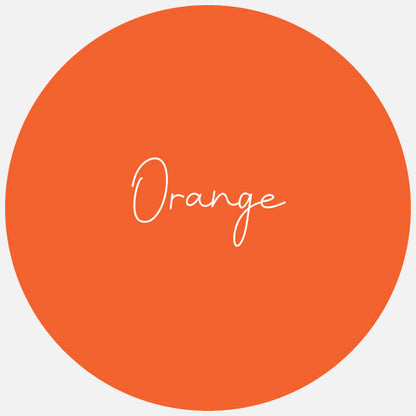A round sample swatch of Avery Dennison Gloss Permanent Adhesive Vinyl in the colour Orange.