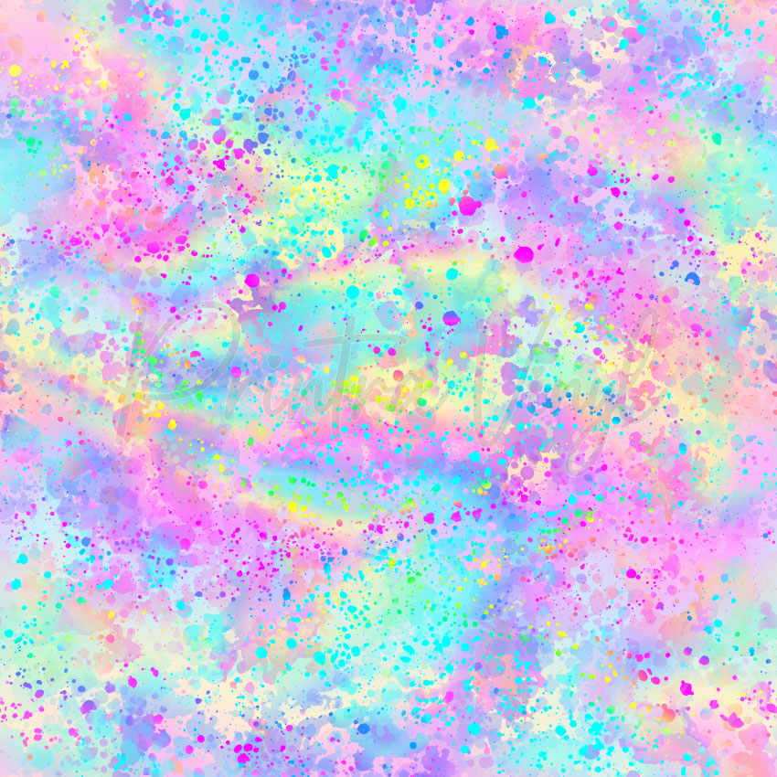 Pastel Splatter patterned vinyl featuring soft pastel watercolour washes with colourful paint splatters in pink, purple, blue, aqua, yellow and mint tones, ideal for decals, tumblers, signs and craft projects.