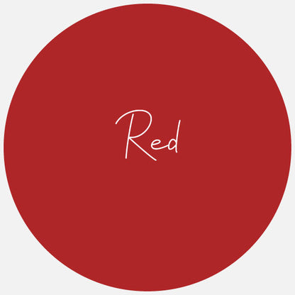 A round red colour swatch with the name Red in the centre.