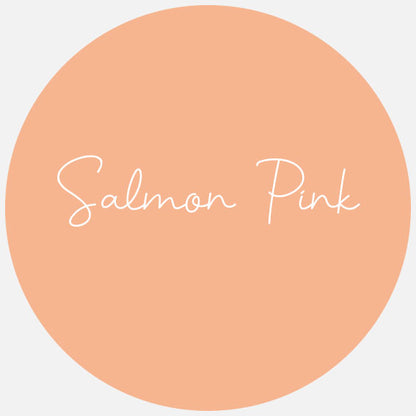 A round sample swatch of Avery Dennison Gloss Permanent Adhesive Vinyl in the colour Salmon Pink.