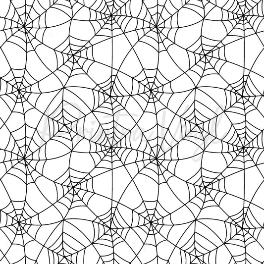 Spiderwebs #05 patterned vinyl featuring bold black spider webs layered across a soft light grey background, creating a clean and classic Halloween-inspired design with striking contrast and timeless spooky appeal.